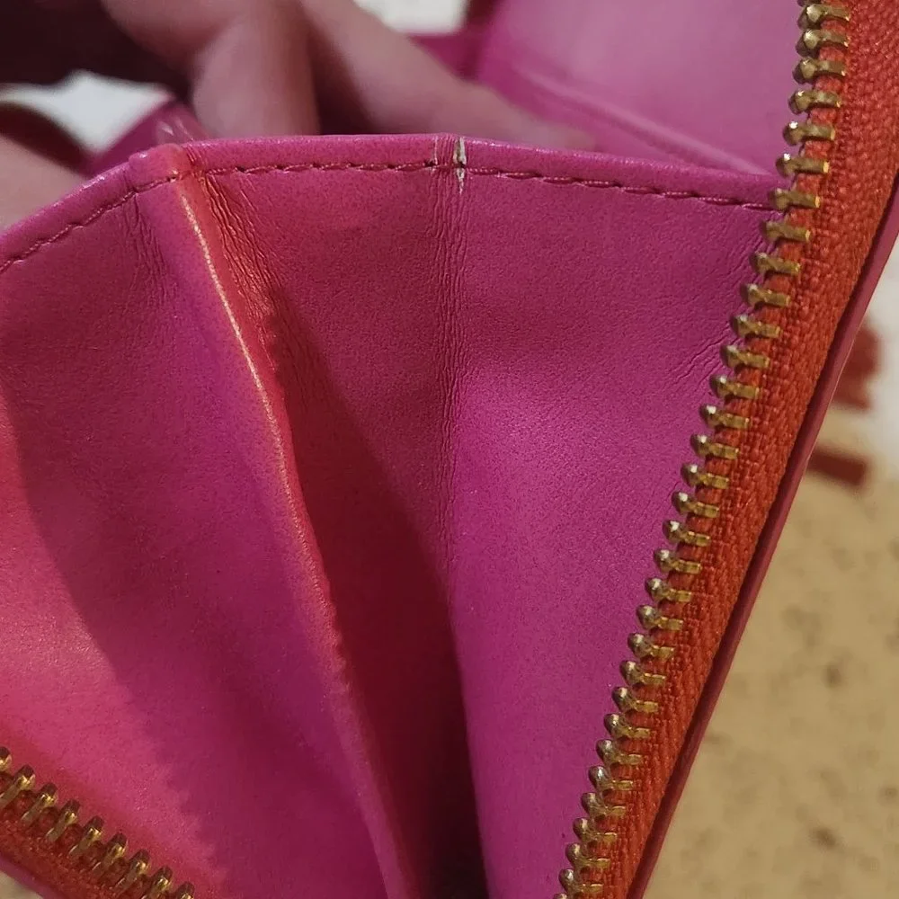 Stella & Dot Red Pink Poppy Mercer Tassel Zip Wallet